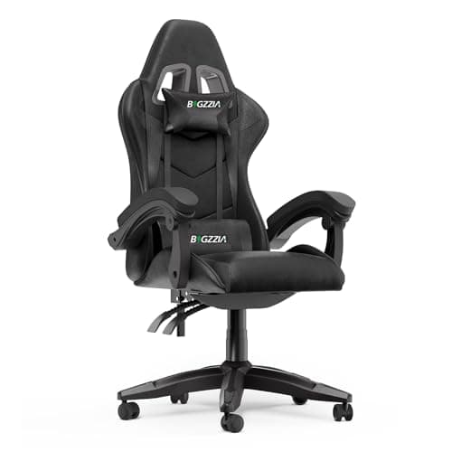 Image of Racingreat Ergonomic Gaming Chair with Adjustable Height, Reclining Feature, Headrest, and Lumbar Support for Adults (Basics, Black)