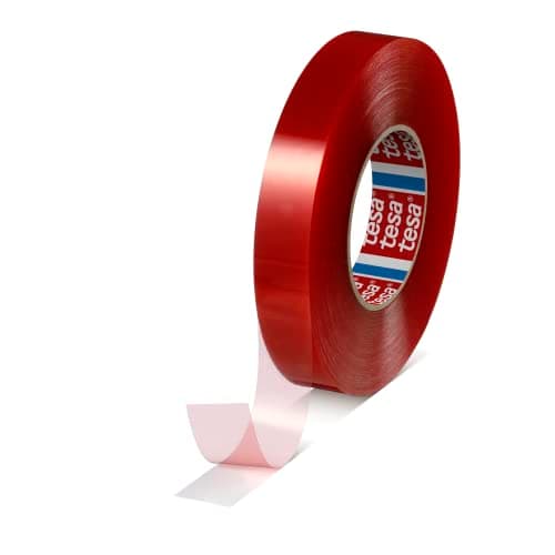 Image of Tesa 4965 - Double-Sided Tape with High Cut Resistance and Resistance to High and Low Temperatures, Top-Grade Acrylic Adhesive, Transparent (25 mm x 50 m)
