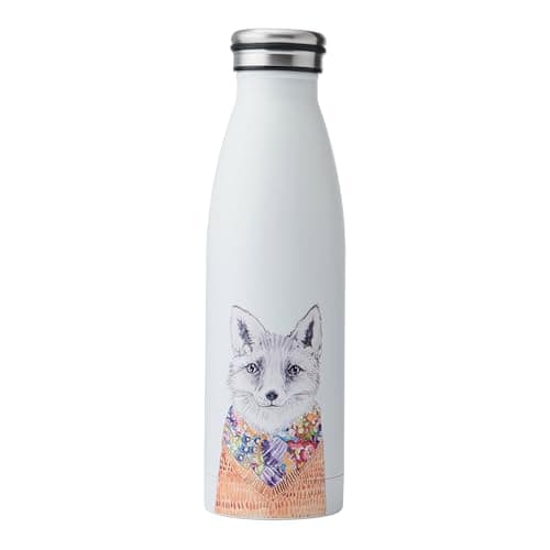 Image of MIKASA Tipperleyhill Stainless Steel Insulated Water Bottle On-The-Go Double-Walled Hydration Bottle Keeps Drinks Hot For 12 Hrs and Cold For 18 Hrs Quirky Fox Illustration Handwash Only, 500ml