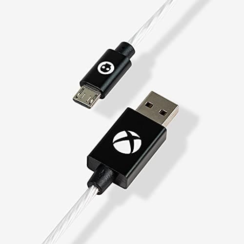 Image of Numskull NS2179 Official Xbox One Micro USB Cable Green LED Cable 1.5m - Fast Charging Play and Charge Lead - Compatible with PS4 Controller, Samsung, HTC