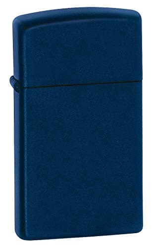 Image of Zippo Windproof Lighter - Slim Model - Slim Navy Matte Finish in Pocket Size - Refillable - Reusable - Windproof Design - Gift Box - Made in USA