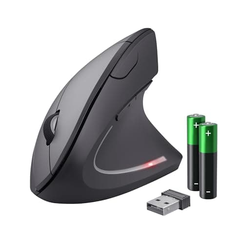 Image of Trust Verto Wireless Ergonomic Mouse, Vertical Mouse with Storable USB Micro-receiver, 800-1600 DPI, 6 Buttons, Illuminated Mouse for Right Hand Users for PC, Laptop, Mac, Batteries Included - Black