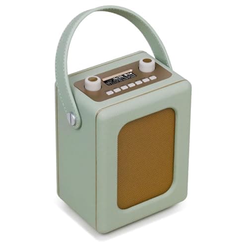 Image of DAB Radio Portable 20hr Play | Retro DAB+ Radio with Bluetooth | Mains and Battery | Dual Alarms Clock | FM,60 Presets, Headphone Jack | Kitchen Radio | LEMEGA CR9 Green