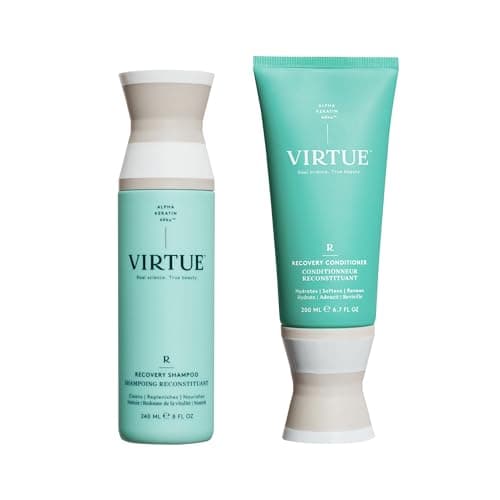 Image of Virtue Recovery Sulphate Free Shampoo and Conditioner Set with Keratin | Hydrates, Softens, and Renews Damaged Hair | Colour Safe