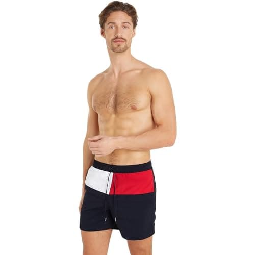 Image of Tommy Hilfiger Men Medium Drawstring Swimming Trunks Long, Blue (Desert Sky), S