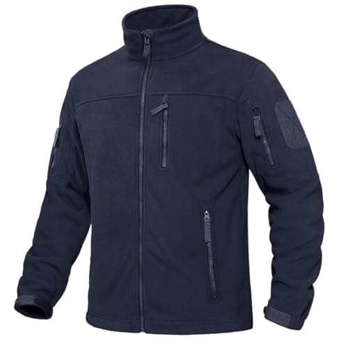 Image of KEFITEVD Men's Fleece Jackets Winter Windproof Tactical Jacket Warm Multi Pockets Work Coats Navy Blue, 2XL