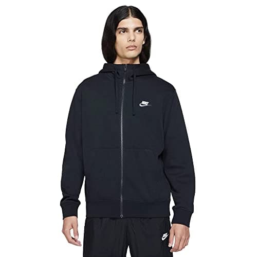 Image of Nike BV2645 M NSW CLUB HOODIE FZ BB Sweatshirt mens black/black/iron grey/white L