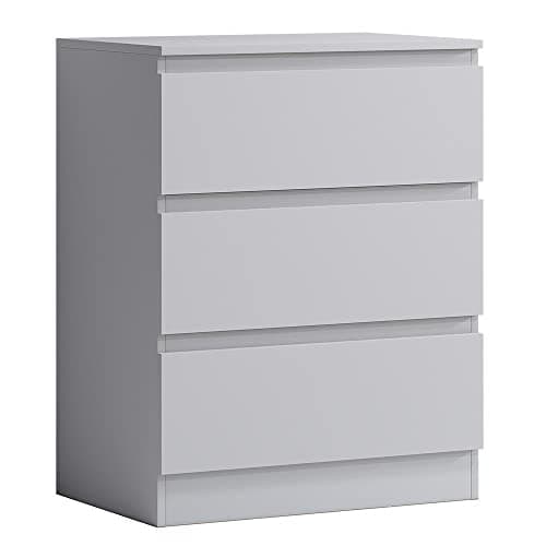 Image of FWStyle Modern Bedroom Furniture Chest of Drawers, Large 3 Drawer Chest, Matt White