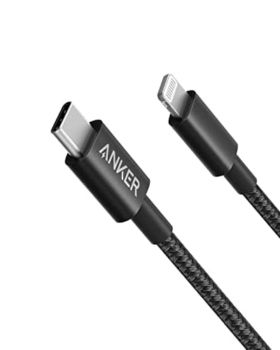 Image of Anker USB C to Lightning Cable New Nylon (6ft, MFi Certified) for iPhone 14/14 Pro/13/13 Pro/12 Pro Max /12/11 /X/XS/XR/ 8 Plus/AirPods Pro, Supports Power Delivery (6ft, Black)
