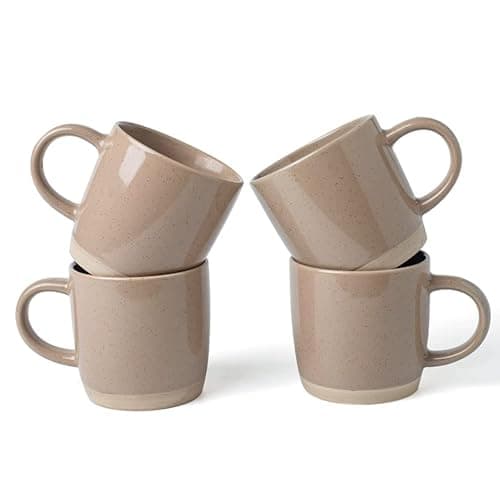 Image of Richmount Milkyway Coffee Mugs Set of 4, 12oz/340ml Stoneware Tea Cups with Large Handle for Latte/Cappuccino/Milk/Cocoa/Tea, Microwave & Dishwasher Safe, Cinnamon Brown