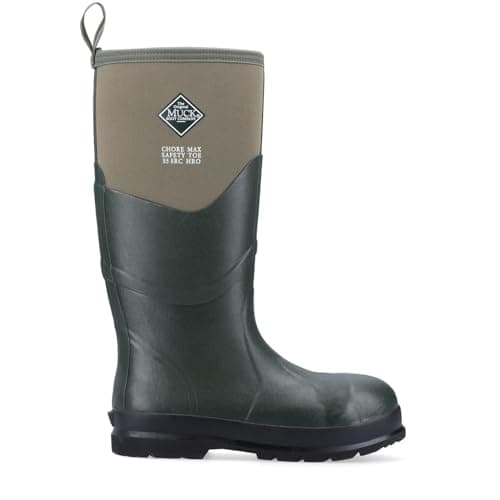 Image of Muck Boots Unisex Chore Max S5 Safety Waterproof Wellington, Moss, 8 Green