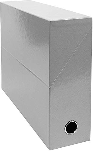 Image of Exacompta - Ref 89937E - Iderama Collection - Box Transfer Case - 240 x 330mm in Size, Suitable for A4+ Documents, 90mm Spine, Reinforced Finger Hole - Grey
