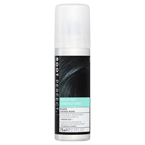 Image of ROOT PERFECT Black Root Concealer Spray - Instant Gray Coverage, Hair Color Touch Up, Quick Fix, Blend Roots, Affordable, Easy Application, Temporary Dye, 75ml