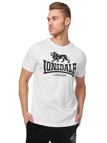 Image of Lonsdale Men's Logo T-Shirt, White, Large (Manufacturer size: Large)