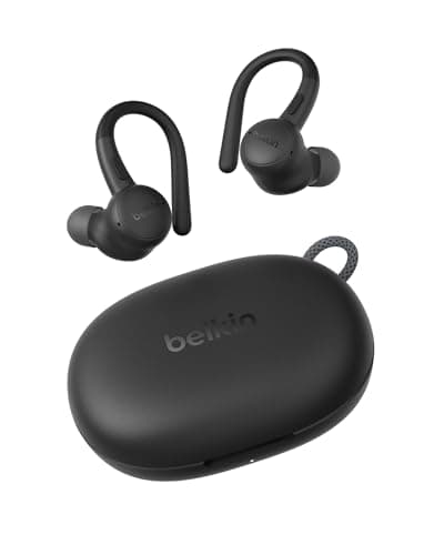 Image of Belkin SoundForm ActiveFit Wireless Earphones with Built-in Microphone, USB-C Fast Charging, 36H Battery Life, IP54 Water Resistance - Bluetooth Earbuds for iPhone, iPad, Galaxy, Pixel, & More - Black