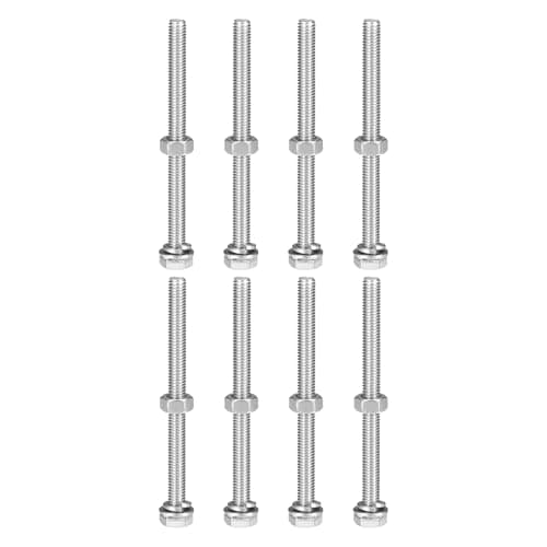 Image of sourcing map M6 x 80mm Hex Head Screws Bolts, Nuts, Flat & Lock Washers Kits, 304 Stainless Steel Fully Thread Hexagon Bolts 8 Sets