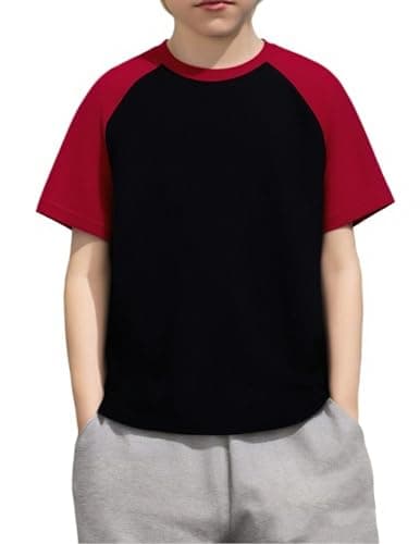 Image of Arshiner Boy's Baseball T-Shirt Casual Color Block Short-Sleeved Shirt Round Neck T-Shirts for Children 11-12 Years