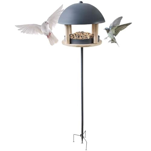Image of FiNeWaY Stylish Nordic Bird Table Feeder House With Dome Roof – Attracts Birds – Garden Feeding Station
