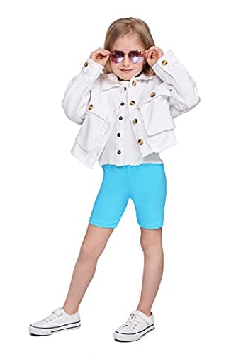 Image of SOFTSAIL Girls Leggings Cycling Shorts Short Cotton Sport Dancing Gymnastic Breathable Comfy Stretchable Turquoise 8-9 Years