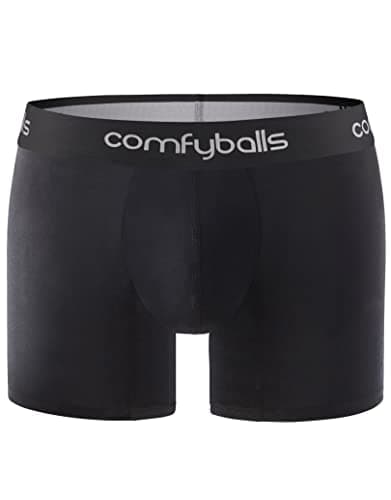 Image of Comfyballs Men's Performance Long Boxers - Black/Black, Large/Size 32-34
