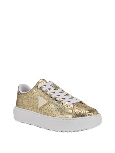 Image of GUESS Women's Denesa Sneaker, Gold 710, 5.5 UK