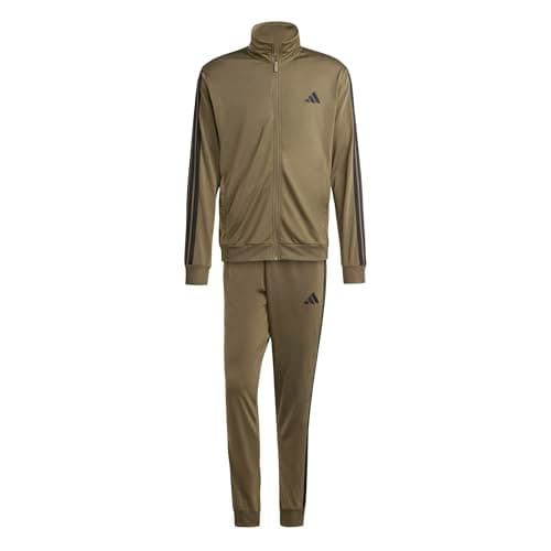 Image of adidas Men's Sportswear Basic 3 Stripes Tricot Track Suit, Olive Strata, L