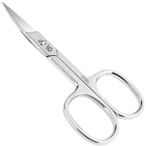 Image of OCBA Cuticle Nail Scissor Professional Stainless Steel Curved Blade Sharp Nail Scissor for Thick Toenails Men Women Suitable for Manicure, Pedicure, Eyebrows, Nose Hair & Beard, Silver