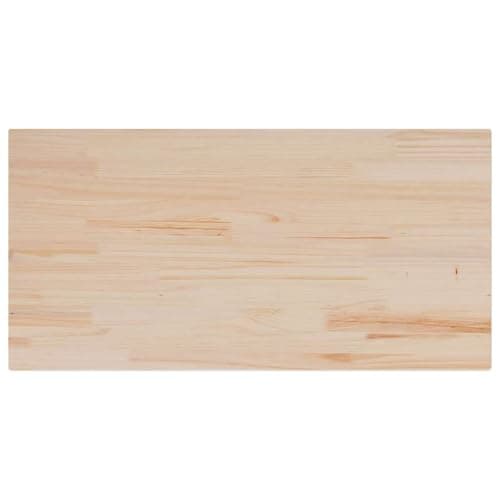 Image of vidaXL Table Top Replacement Board - Solid Pine Wood Rectangular Tabletop for Dining/Coffee Tables, Untreated - 100x50x2.5 cm, Brown