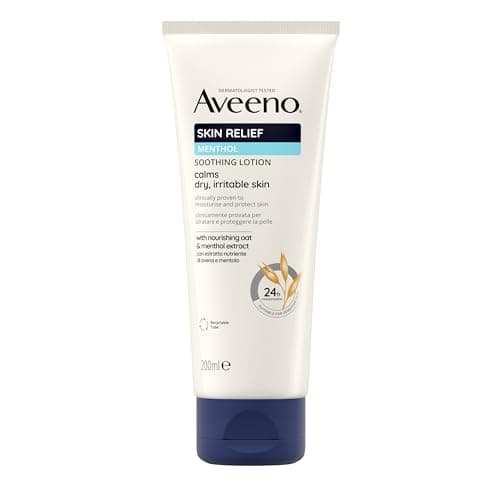 Image of Aveeno Skin Relief Soothing Lotion (1x 200ml) with Nourishing Oat and Menthol Extract, Suitable For Sensitive Skin, 24-Hour Hydration, Clinically Proven to Moisturise and Protect Dry, Irritable Skin
