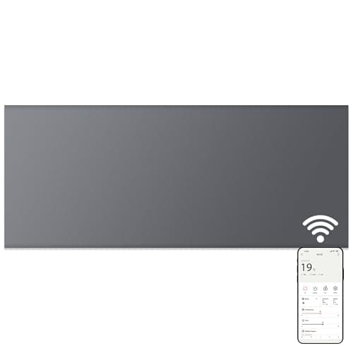 Image of MYLEK Panel Space Heater 2KW Smart WiFi App Radiator Electric Slimline Low Energy - Charcoal Grey - Wall Mounted Design - Bathroom IPX4 Rated for Homes, Offices (2000w)
