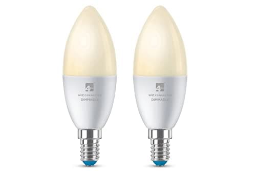 Image of 4lite WiZ Connected Candle Dimmable Warm White WiFi LED Smart Bulb - E14, Pack of 2