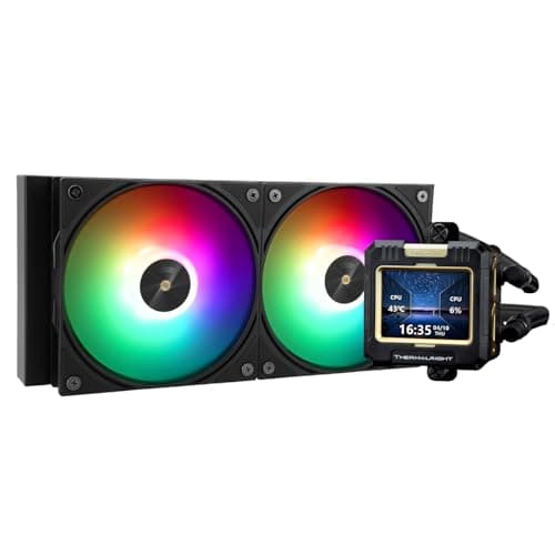 Image of Thermalright FW 240 Black ARGB- AIO CPU Liquid Cooler,IPS LCD Screen with 320x240 Resolution,for AM4/AM5,Intel LGA1700/1851,2.4 inch Screen for Images and Double Fans-Black ARGB