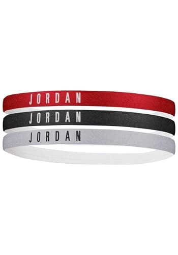 Image of Nike Men's Jordan Headbands 3-Pack – Sports Headbands for Basketball & Training – Sweat-Absorbing Headbands Set, Gym Red/Black/Wolf Grey, One Size