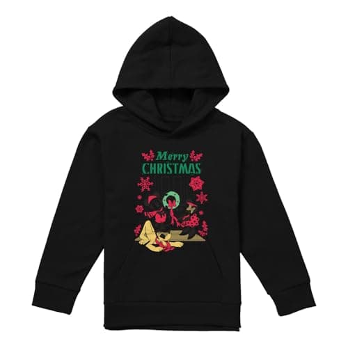Image of Cotton Soul Disney Mickey Mouse And Minnie Christmas Wreath Youth Kids Boy/Girls Pull-Over Hoodie, Athletic Heather, 5-6 Years