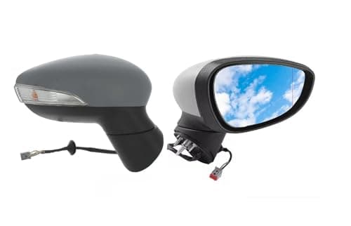 Image of Fits Ford Fiesta 2008-2012 Electric Heated Mirror Unit Manual Fold Primed 8 Hole (Right Hand Driver Side)