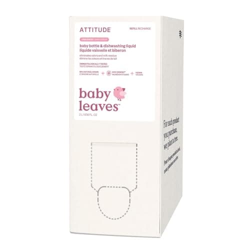 Image of ATTITUDE Baby Washing up Liquid, EWG Verified, No Added Dyes or Fragrances, Tough on Milk Residue and Grease, Vegan, Unscented, Bulk Refill, 2 Litres