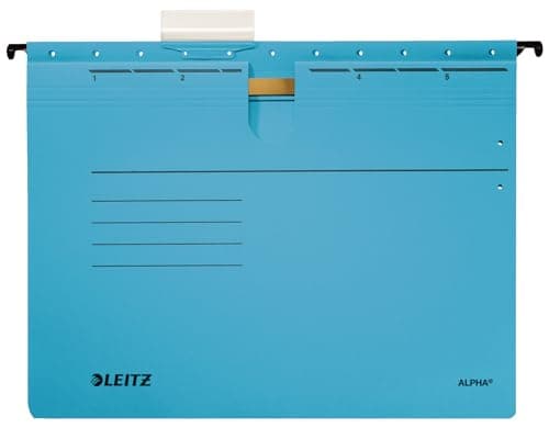 Image of Leitz Alpha 19843035 Suspension Files for Professional Filing Pack of 5 Coloured Card Blue