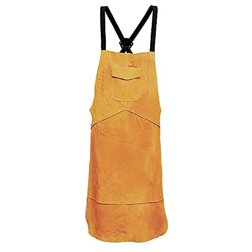 Image of Portwest SW10 FR Leather Welding Apron Split Cowhide 1.3mm Flame Resistant Heavy Duty Adjustable Strap Quick Release Class 2 CE Certified PPE Safety Workwear
