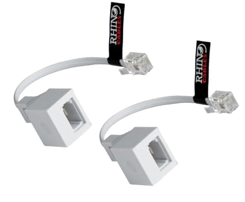 Image of rhinocables RJ11 to BT Socket Adapter - Phone to Ethernet - Universal Compatibility for Phones, Modems, Routers & Printers. Durable Connector for Seamless Calls & Fast Internet (Pack of 2)