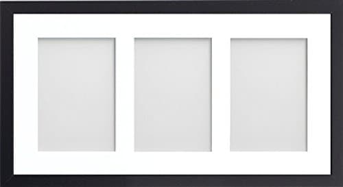 Image of Allington Range 20x10-inch Black Picture Photo Frame with White 3-Aperture Mount for Image Size 7x5-inch (Portrait)