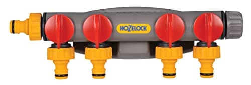 Image of HOZELOCK - Multi-Tap Connector 4-Way Watering : Ideal for Creating 4 Circuits on a Single Tap, Independent Flow Valve for Each Outlet, Supplied with X2 Fittings and Screws [2150R0000]