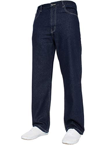 Image of Mens Straight Leg Basic Heavy Work Jeans Denim Pants All Waist Big Sizes Indigo Wash 48 W X32L