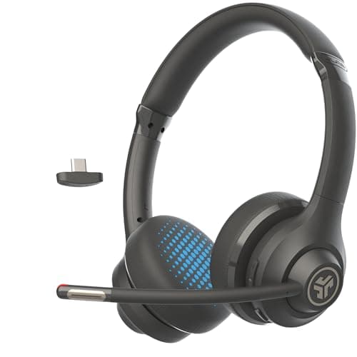 Image of JLab Go Work 2nd Gen Wireless Headset with Microphone - 55+H PC Bluetooth Headset or USB C Dongle, Noise Cancelling Mic, Multipoint, On Ear Wired or Wireless Office Laptop Computer Headsets