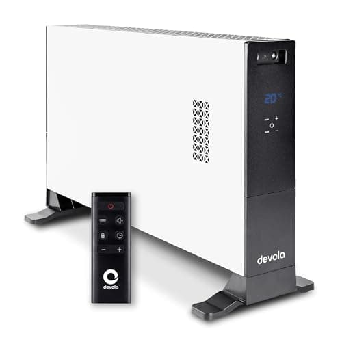 Image of Devola 2000W Convector Heater with Digital Thermostat, LED Display, Remote Control, 24h Timer, ECO Mode, Turbo Fan Modes, Portable Electric Heater with Tip Over & Overheat Protection, White - DVCH2WH