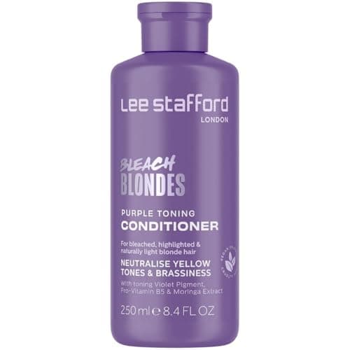 Image of Lee Stafford Purple Toning Conditioner | Bleach Blonde Collection - Neutralizes Brassy & Yellow Tones, Great for Bleached, Highlighted, & Grey Hair, Hydrating & Adds Shine to Dry Damaged Hair, 250 ml