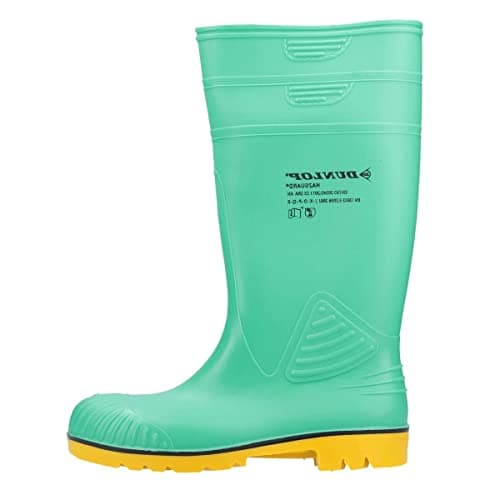 Image of DUNLOP Acifort HazGuard Safety Wellington Boot - Unisex, Chemical Resistant and Lightweight, Work Wellies with Steel Toe Cap, Acifort, Green/Crepe - EU47, UK12