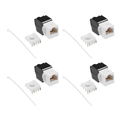 Image of YINETTECH 4 Pcs CAT6a Keystone RJ45 Module Jack Socket Tool-free Network Panel Module CAT Raw Cable For Home Office Intelligent Building Wiring