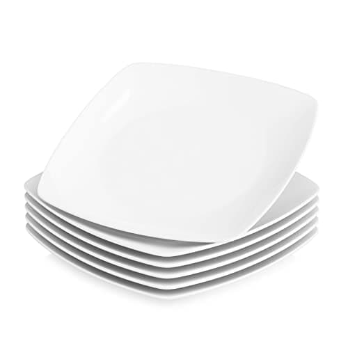 Image of MALACASA, Series Julia, 9.2" Dinner Plates Ivory White Square Porcelain Dinner Plate Set, Pack of 6 (23.5 * 23.5 * 2cm)