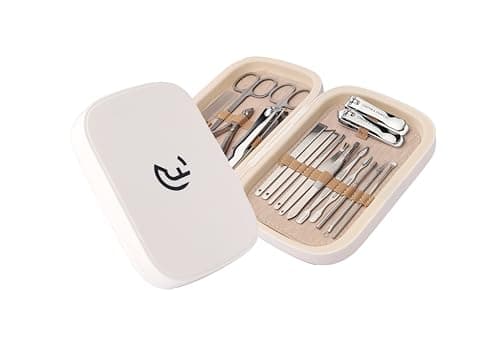 Image of CAELYN & FRANCIS 18Pcs Manicure Set, Professional Stainless Steel Nail Care Tools, Portable Grooming Kit for Travel and Home, Ideal Nail Clippers, Gift for Men Women Friends and Parents (White)