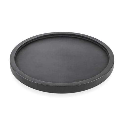 Image of EHC Natural Marble Bathroom Vanity Tray - Decorative Round Grey Tray, 26 x 26 x 1 cm - Countertop Sink Storage Organiser for Cosmetics, Perfume & Home Decor